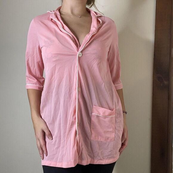 Aristocraft Vintage *Flaws* Pink Nylon Pajama Top Size Small - Picture 2 of 13